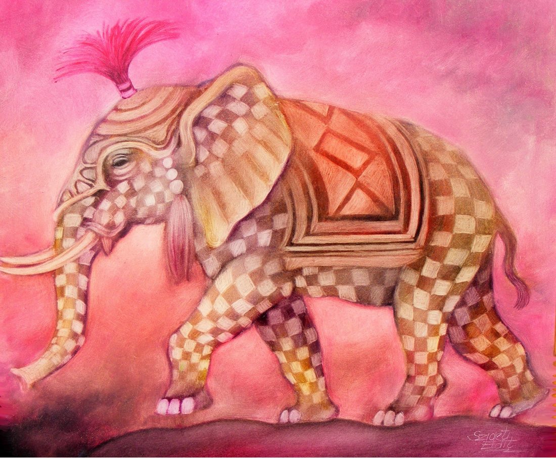 301 Pink elephant  50x40cm